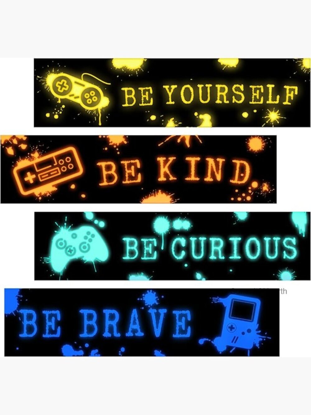 Glow in Dark Video Game Wall Decals, Inspirational Stickers for Boys Room